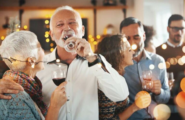 A group of people enjoying drinks