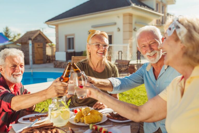 Seniors Enjoy Drinks at Bartlett Reserve Pool Party