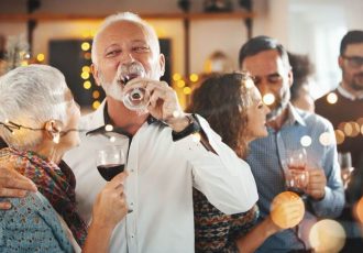 A group of people enjoying drinks